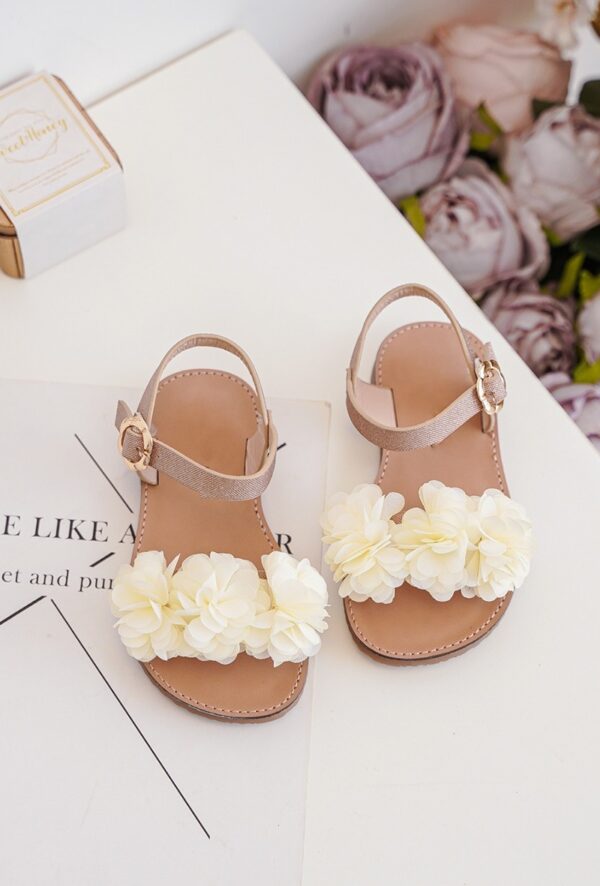 Itty Bitty Tahiti Cream Flower Sandals - Image 3