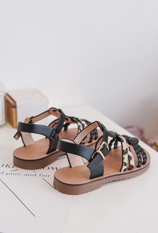 Itty Bitty Animal & Gold Plaited Sandals - Image 3