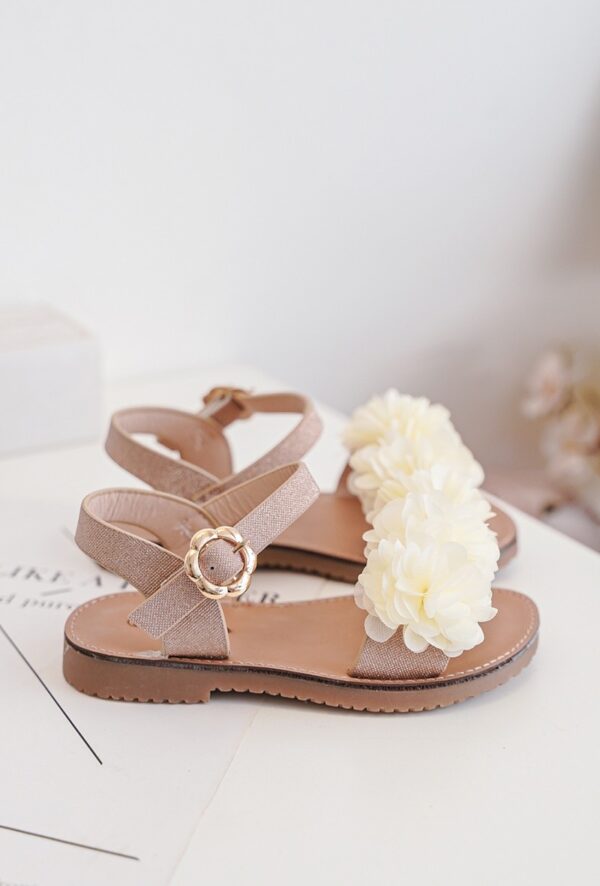 Itty Bitty Tahiti Cream Flower Sandals - Image 4