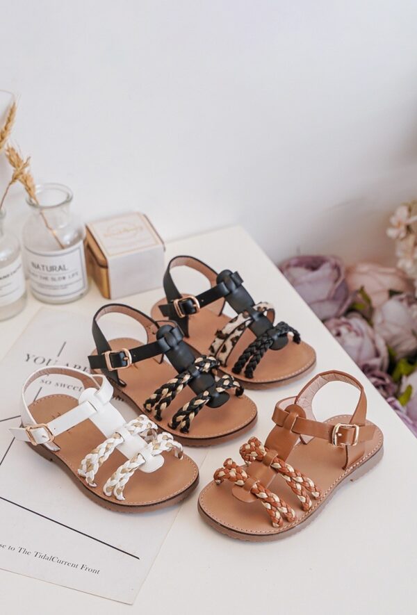 Itty Bitty Animal & Gold Plaited Sandals - Image 2