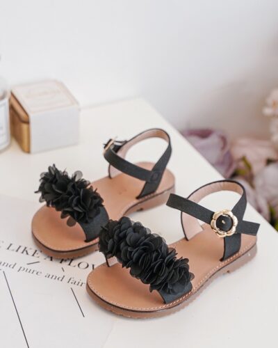 Itty Bitty Tahiti Black Flower Sandals