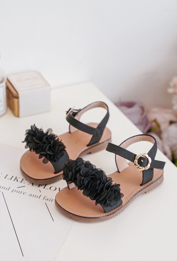 Itty Bitty Tahiti Black Flower Sandals