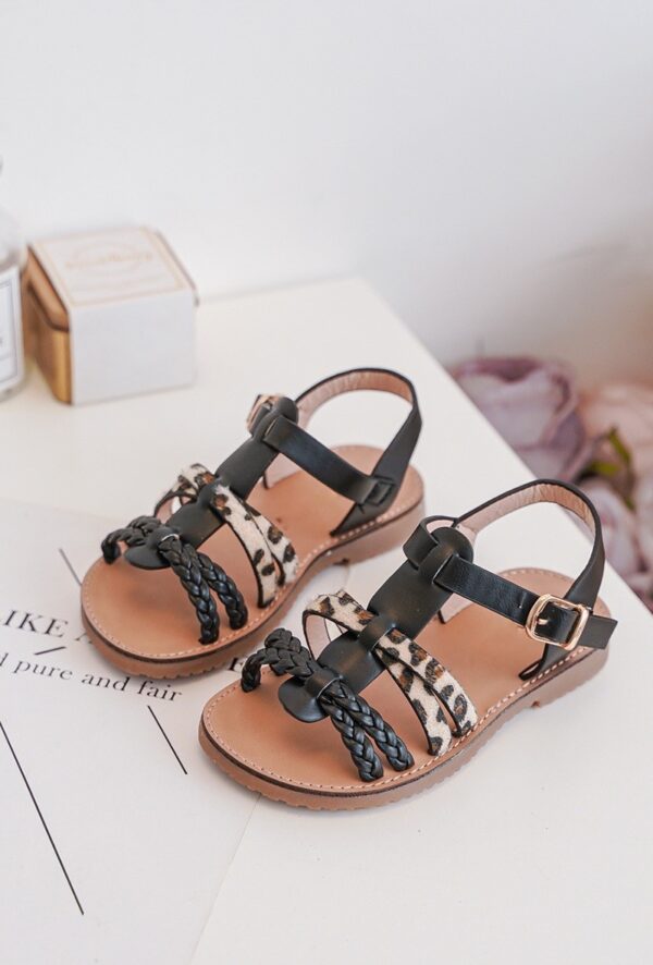 Itty Bitty Animal & Gold Plaited Sandals - Image 6