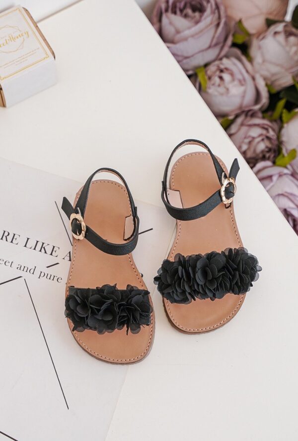 Itty Bitty Tahiti Black Flower Sandals - Image 3