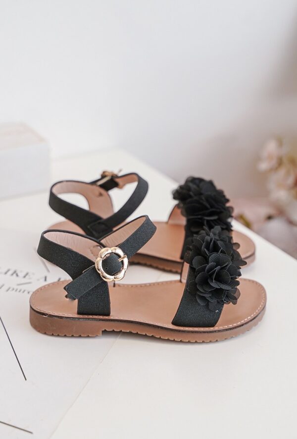 Itty Bitty Tahiti Black Flower Sandals - Image 4