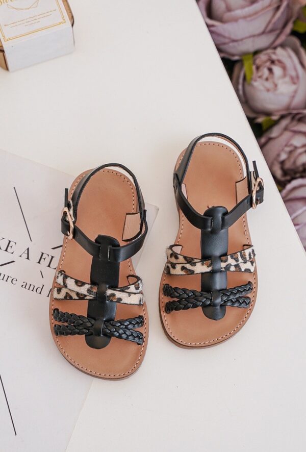 Itty Bitty Animal & Gold Plaited Sandals