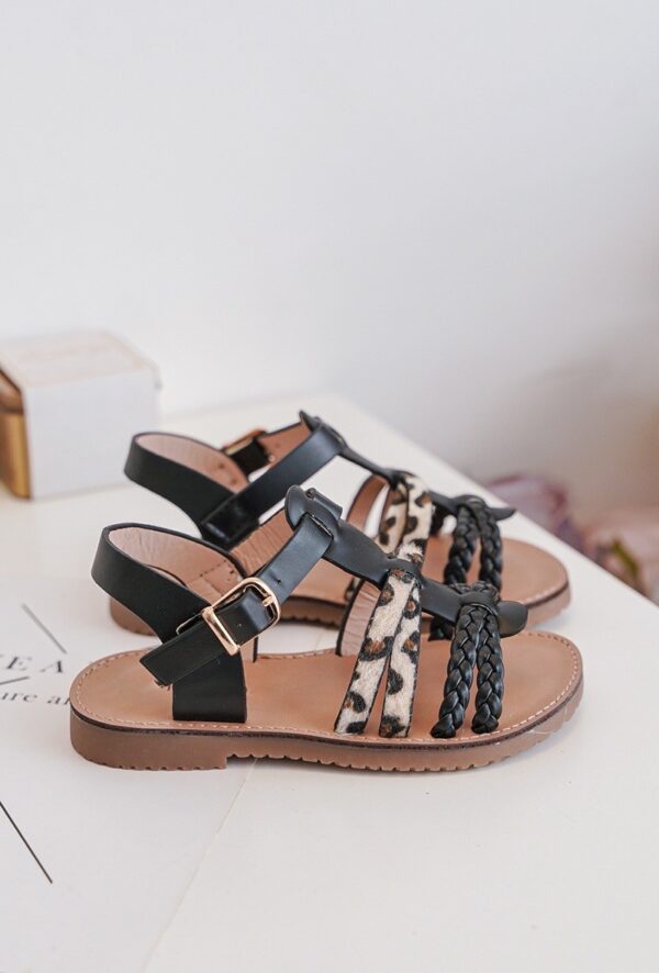 Itty Bitty Animal & Gold Plaited Sandals - Image 4
