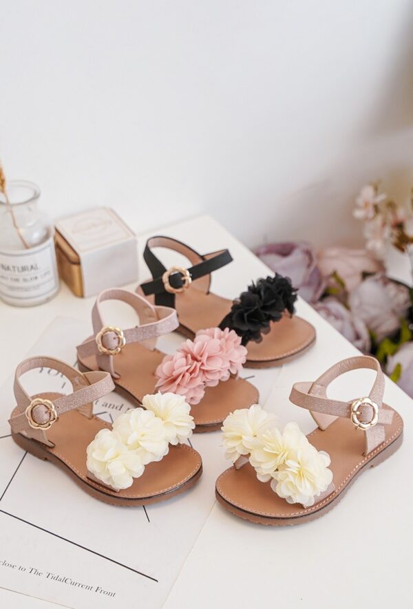 Itty Bitty Tahiti Black Flower Sandals - Image 6