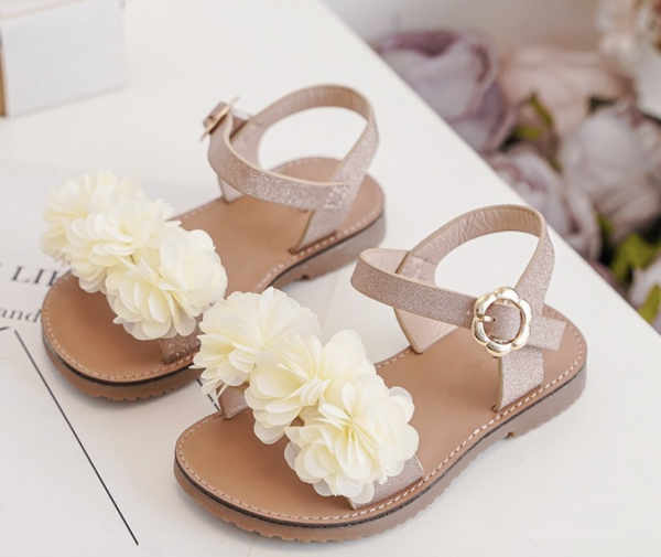 Itty Bitty Tahiti Cream Flower Sandals - Image 2