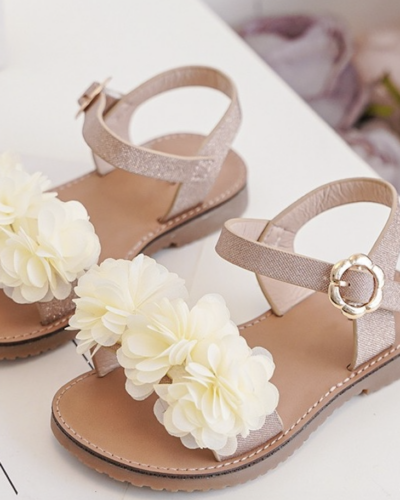 Itty Bitty Tahiti Cream Flower Sandals