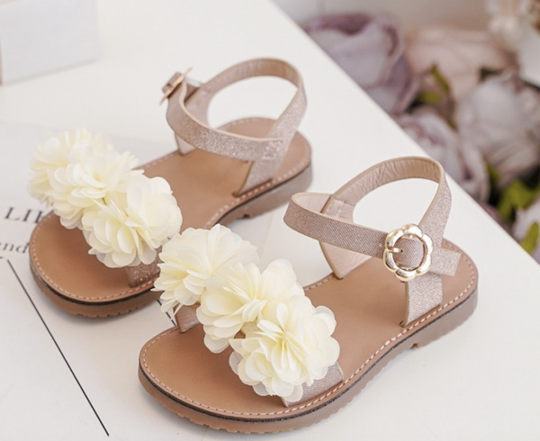Itty Bitty Tahiti Cream Flower Sandals