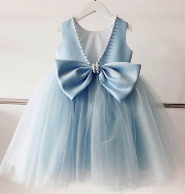 Itty Bitty Blue Pearl Embellished Bow Dress