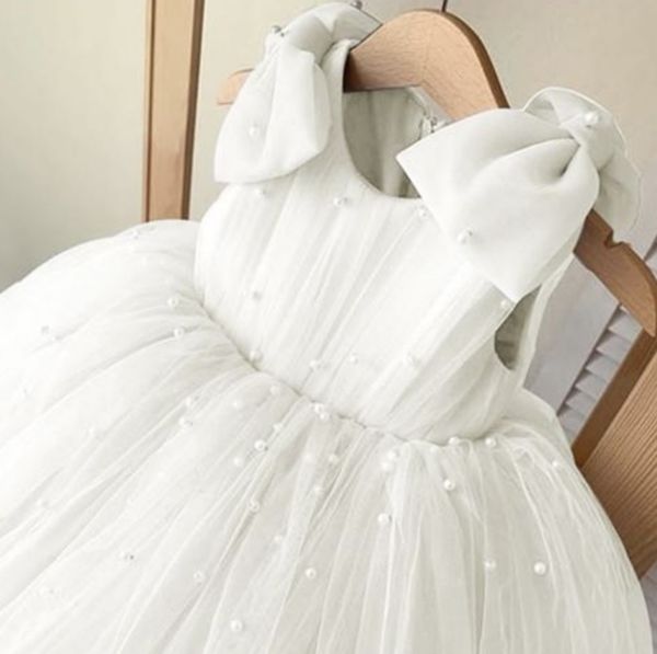 Itty Bitty White Embellished Bow Dress