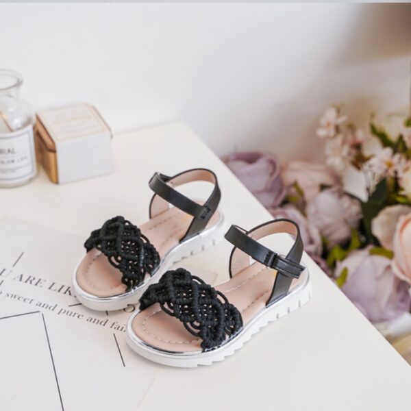 Itty Bitty Black Macrame Sandals