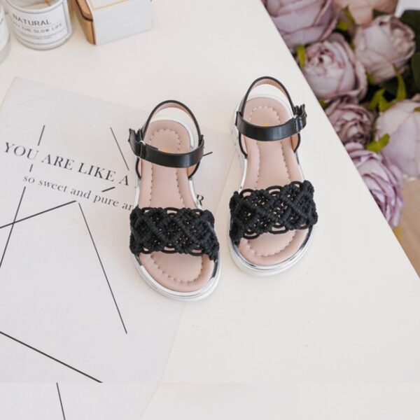 Itty Bitty Black Macrame Sandals - Image 4