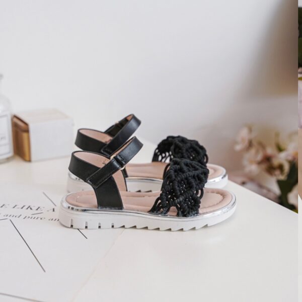 Itty Bitty Black Macrame Sandals - Image 3