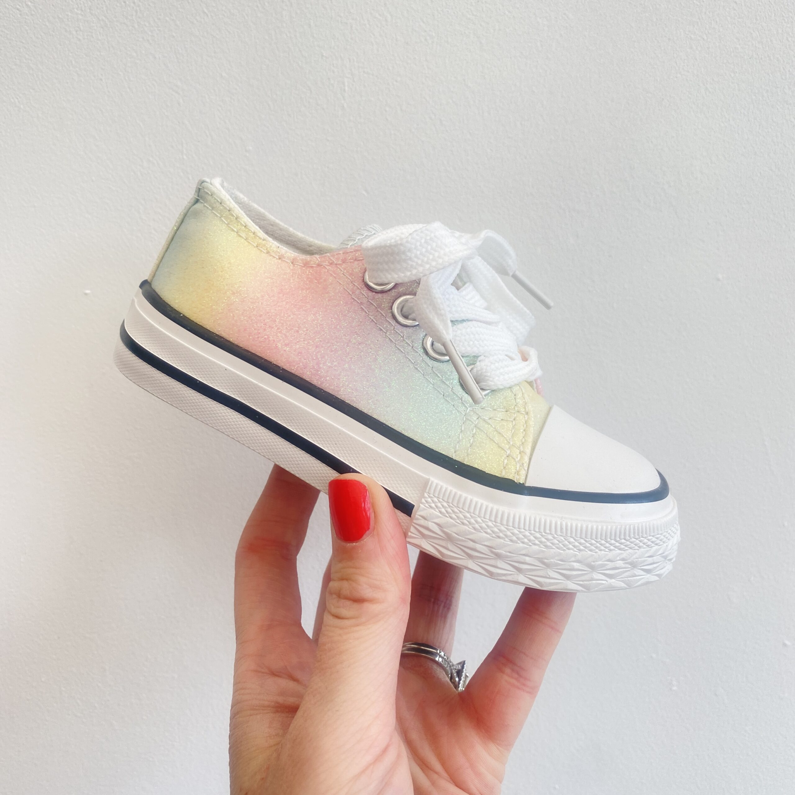 Rainbow glitter trainers hotsell