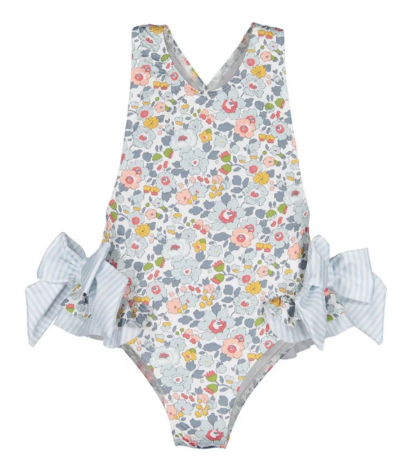 Itty Bitty Ditsy Blue Bow Swimsuit
