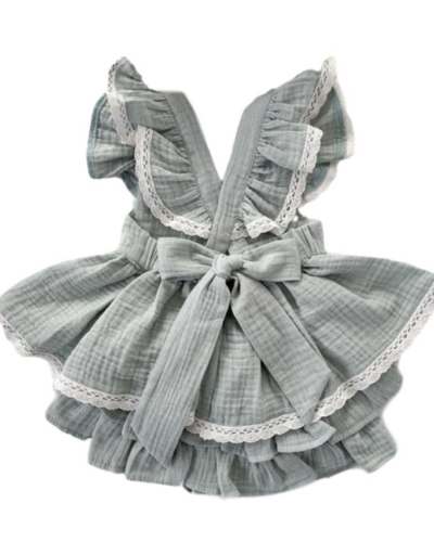 Itty Bitty Green Cross Back Ruffle Set