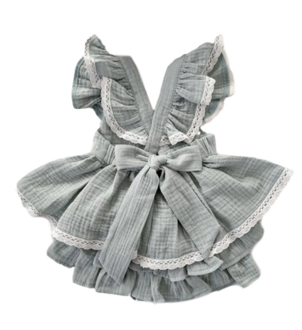 Itty Bitty Green Cross Back Ruffle Set