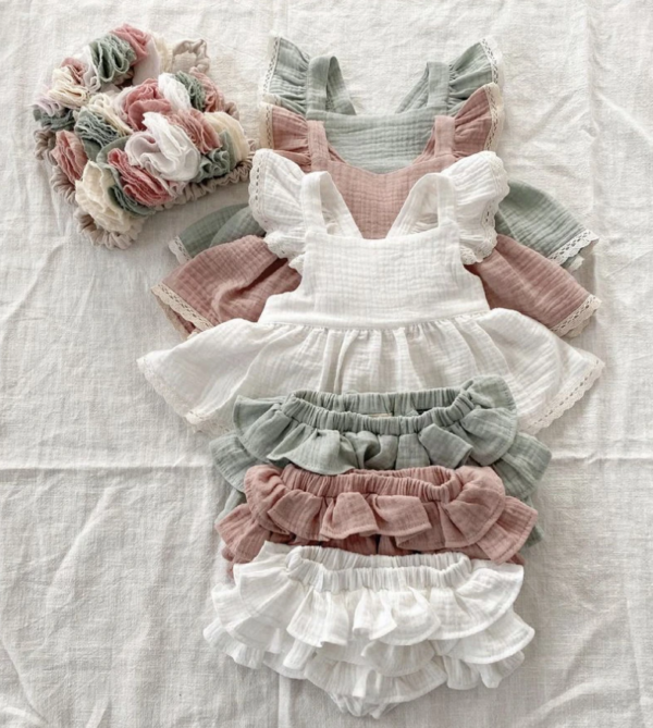 Itty Bitty Pink Cross Back Ruffle Set - Image 4