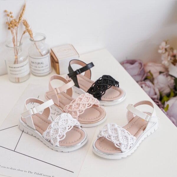 Itty Bitty White Macrame Sandals - Image 6