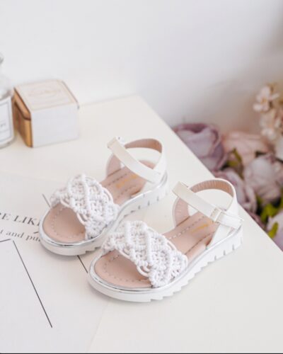Itty Bitty White Macrame Sandals