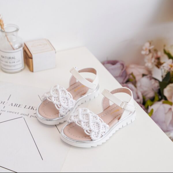 Itty Bitty White Macrame Sandals