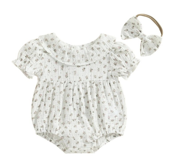 Itty Bitty Ditsy Floral Romper & Headband Set
