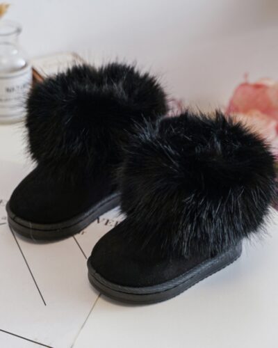 Itty Bitty Black Faux Fur Detail Snuggle Boots