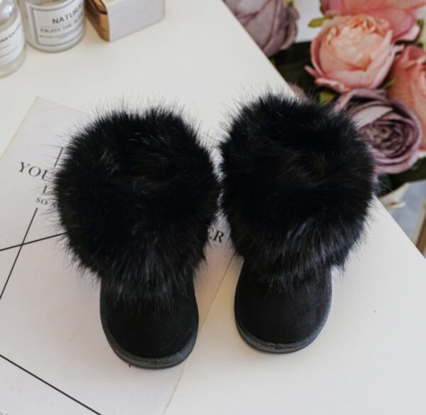 Itty Bitty Black Faux Fur Detail Snuggle Boots - Image 3