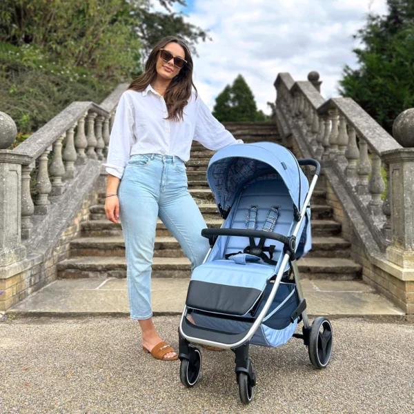 MB160 Dani Dyer Blue Plaid Pushchair - Image 5