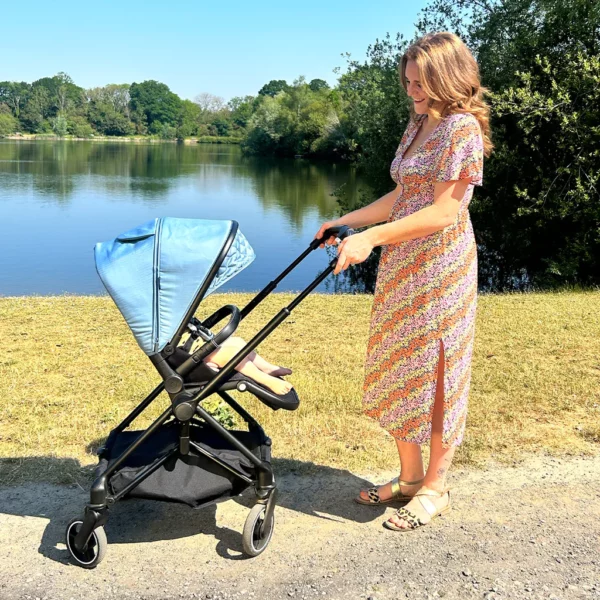 My Babiie MB180 Samantha Faiers Blue Herringbone Reversible Pushchair - Image 2