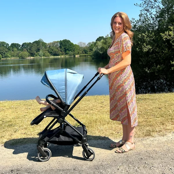 My Babiie MB180 Samantha Faiers Blue Herringbone Reversible Pushchair - Image 12