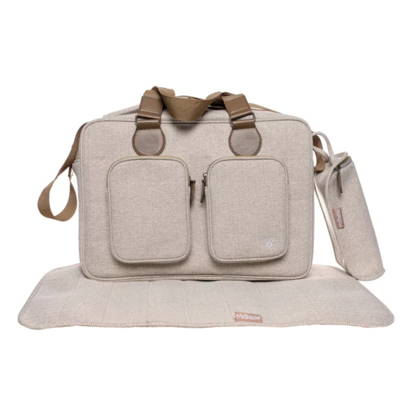 Billie Faiers Oatmeal Herringbone Deluxe Changing Bag - Image 2