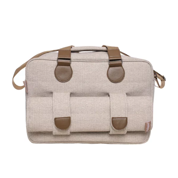 Billie Faiers Oatmeal Herringbone Deluxe Changing Bag - Image 3