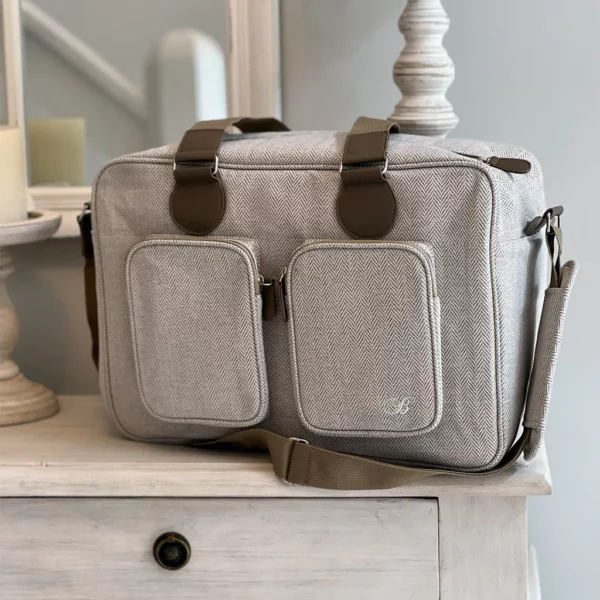 Billie Faiers Oatmeal Herringbone Deluxe Changing Bag - Image 4