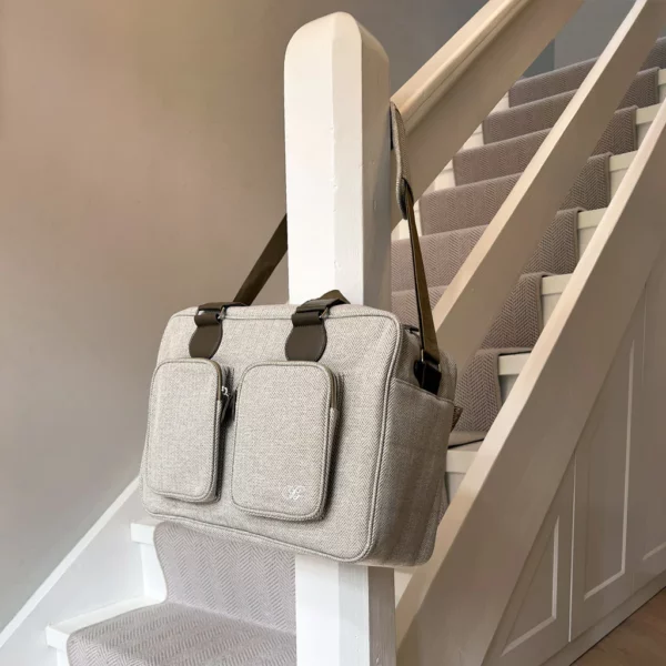 Billie Faiers Oatmeal Herringbone Deluxe Changing Bag - Image 5