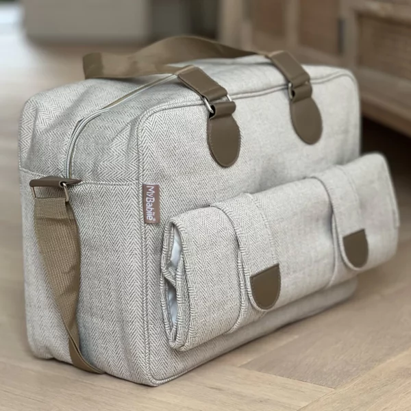 Billie Faiers Oatmeal Herringbone Deluxe Changing Bag - Image 7