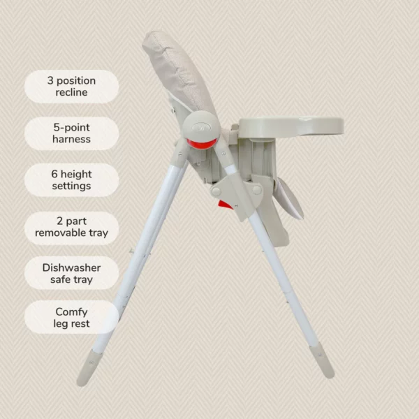 MBHC8 Premium Highchair - Billie Faiers Oatmeal Herringbone - Image 3