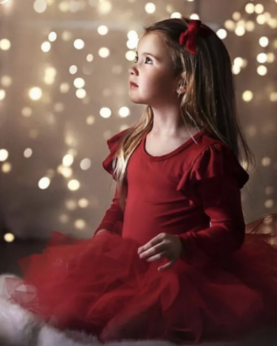 Itty Bitty Red Long Ruffle Sleeve Tulle Tutu