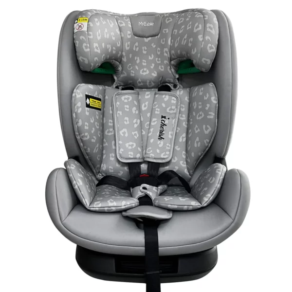 Dani Dyer iSize Grey Leopard Car Seat (76-150cm)