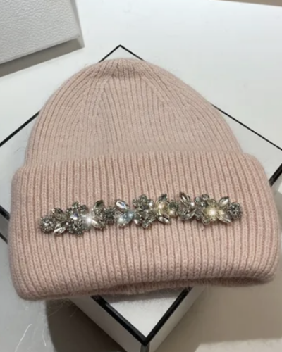 Itty Bitty Women's Pink Jewel Embellished Beanie hat
