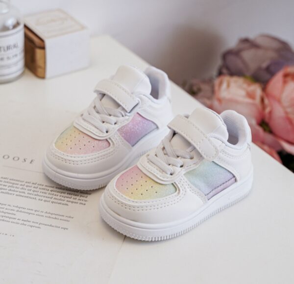 Itty Bitty White  Rainbow Glitter Trainers - Image 5