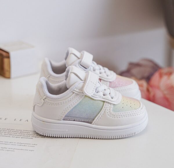 Itty Bitty White  Rainbow Glitter Trainers - Image 3