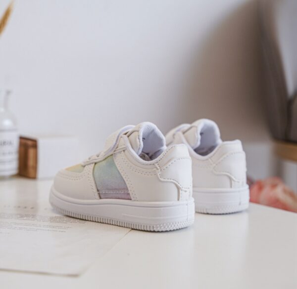 Itty Bitty White  Rainbow Glitter Trainers - Image 2