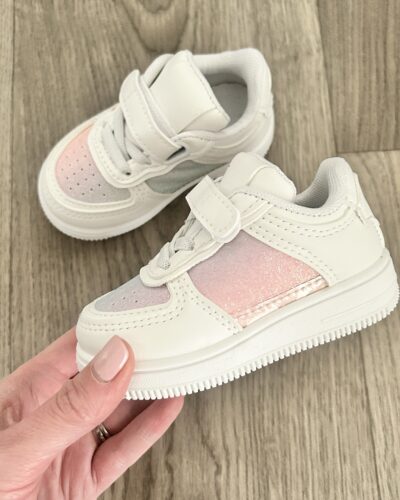 Itty Bitty White  Rainbow Glitter Trainers