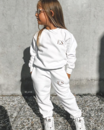 Itty Bitty White & Rose Gold Sparkle Personalised Tracksuit