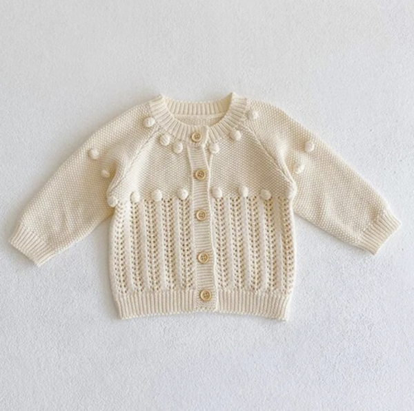Itty Bitty Cream Pom Pom Knitted Set - Image 2