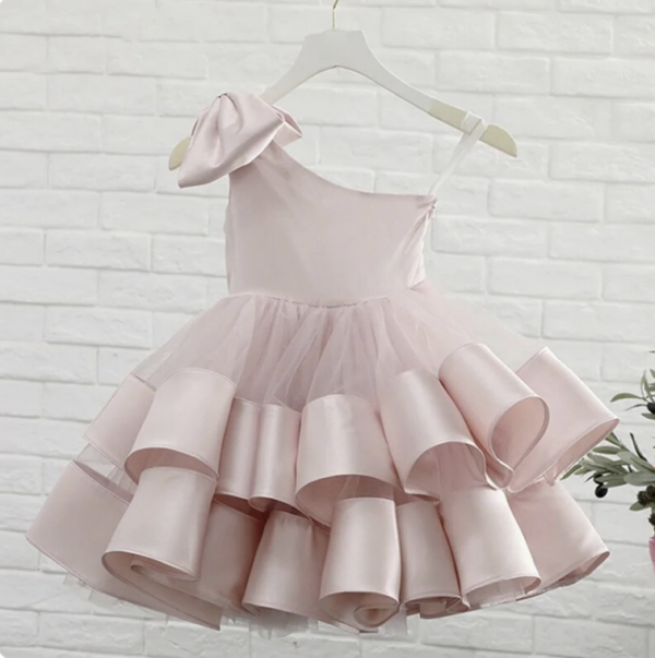 Itty Bitty Pink Tulle One Shoulder Dress - Image 2